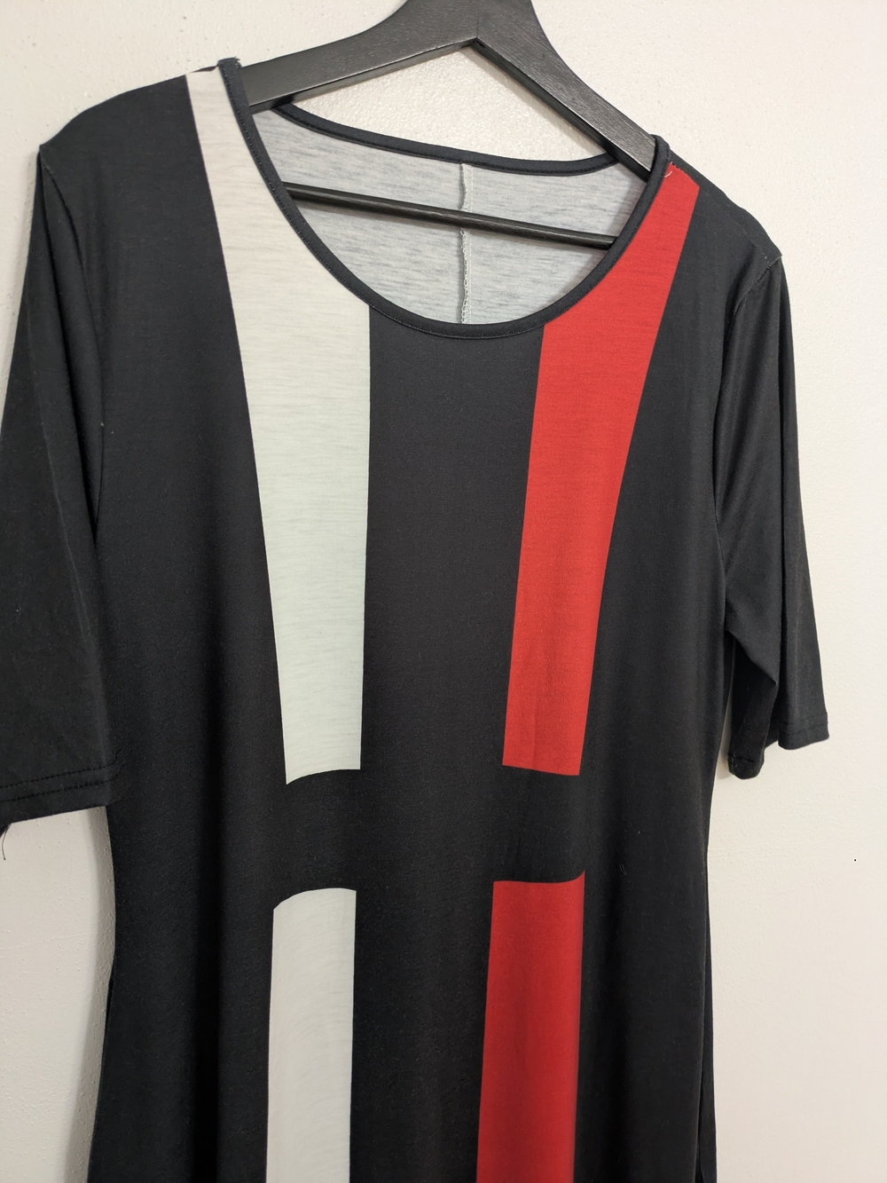 SHEIN Black Maxi Dress with Red and White Vertical Panels